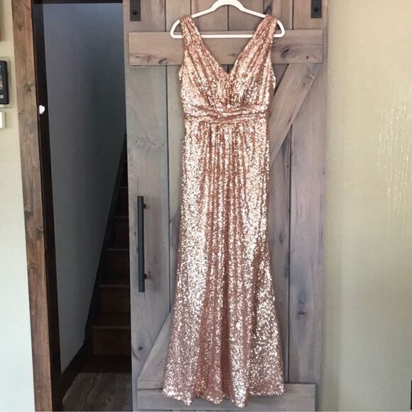 Revelry Bijou Rose Gold Sequins Dress Size 20 C30 - Picture 5 of 12